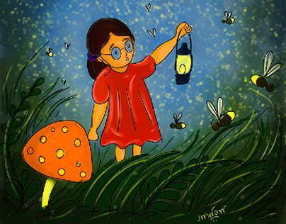 A lot of fireflies - Digital illustration