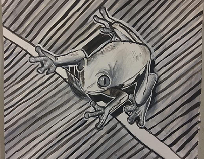 tree frog in ink
