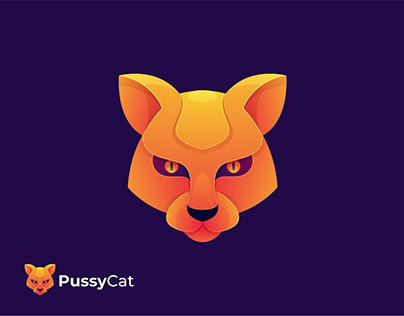 Orange Colorful Pussy Cat Logo