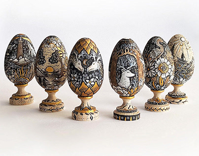Illustrated Wooden Eggs & Keepsake Boxes