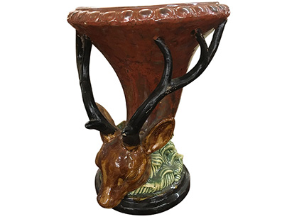 Vintage Majolica Stag Head Vase