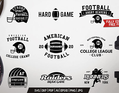 American Football Logos Bundle Retro Sports Labels