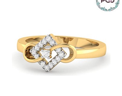 Perfect Square Diamond Ring By PC Jeweller