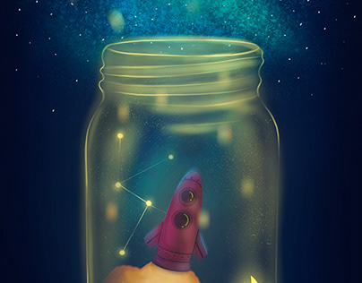 Spaceship in the jar of light.