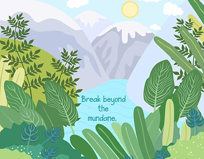 Nature mountain forest jungle landscape Illustration