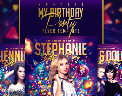 Special My Birthday Party Flyer Template