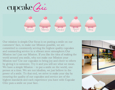 Web design for a cupcake store
