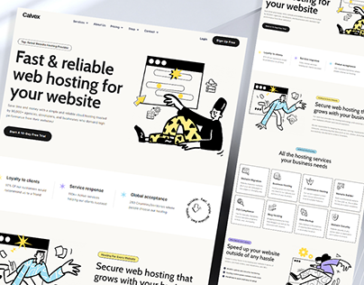 Calvex - Web Hosting Website Ui Design Landing Page