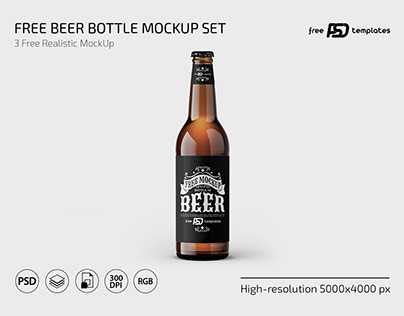 Free Beer Bottle PSD Mockup