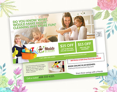 Cleaning service postcard design