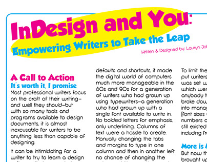 InDesign and You:
Empowering Writers to Take the Leap