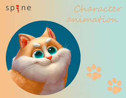 Cat character animation. Spine 2D.
