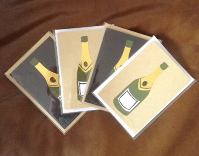 Champagne Bottle Greeting Cards - 2013