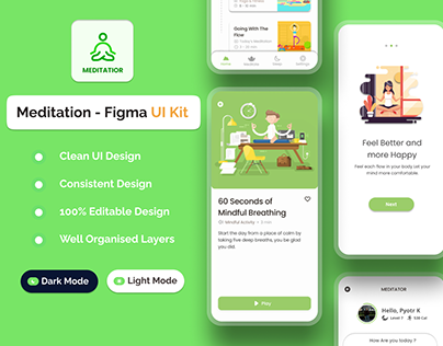 Meditation Mobile App Design - Meditation App UI Design