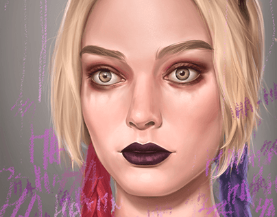 Fan art portrait of Harley Quinn (as Margot Robbie)