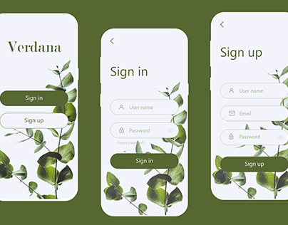 Sign in - Sign up app UX/UI Design 'Verdana'