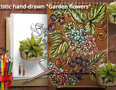 Artistic hand-drawn "Garden flowers".