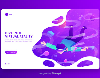 Virtual reality landing page template Free Vector