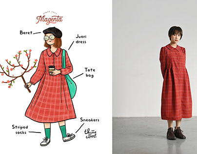Outfit illustrations for Magenta Vintage
