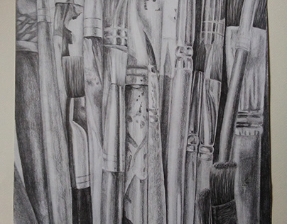 Brushes, pencil on paper A3