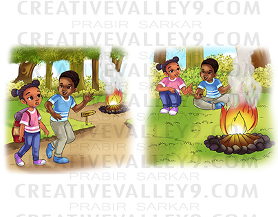 Multi cultural children picture book illustration