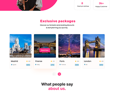 Travel website layout