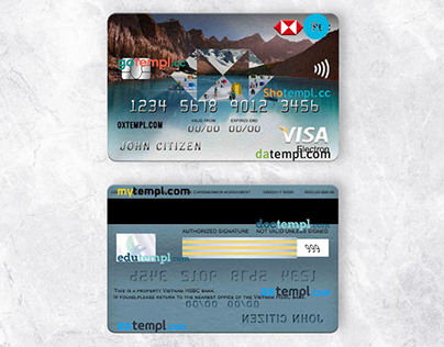 Vietnam HSBC bank visa electron card template