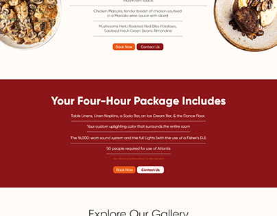 Web design for the catering