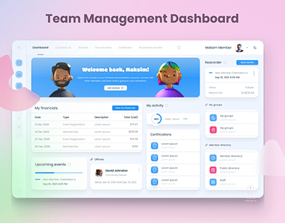 Team management dashboard