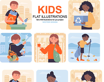 Flat Kids Illustrations