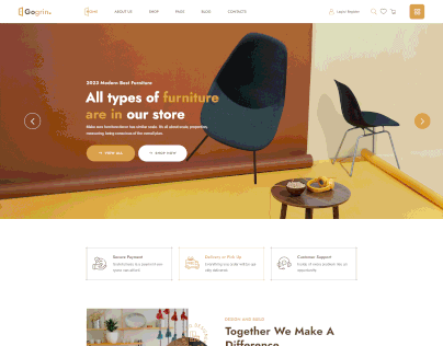 Furniture Store PSD Website landing page.