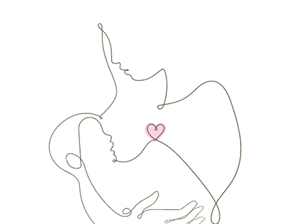 Line art minimalism, breast-feeding