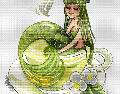 Cross Stitch Pattern “Mermaid gatherings: Jasmine tea”