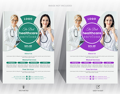healthcare flyer design 2 color bundle