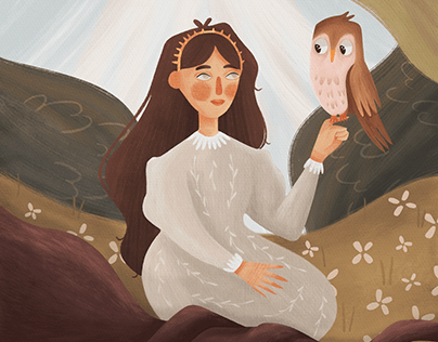 Princess with Owl / Illustration