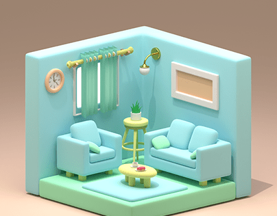 Project thumbnail - Cozy living room (3D Greenhorn Tutorial)