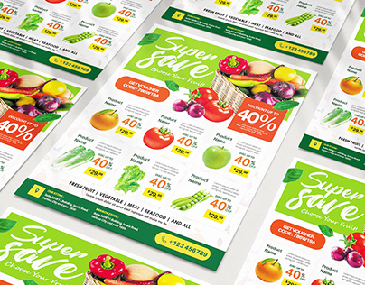 Supermarket Grocery Product Flyer Templates