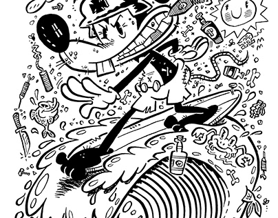 Mousabunga Dude Mickey Mouse parody surf art