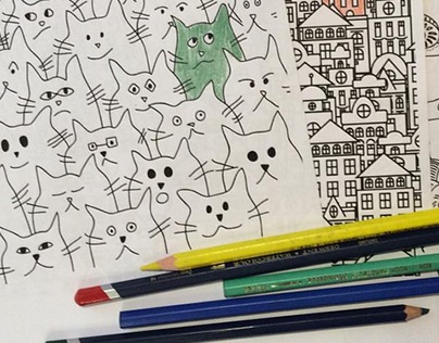 Little coloring book: cats, snails and buildings.