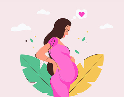 Cute pregnant girl. Adobe Illustrator tutorial