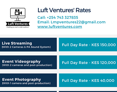 Luft Ventures Rate Card