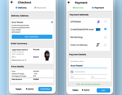 Checkout and Payment Screen