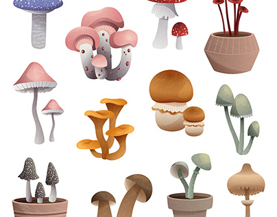 Mushrooms stickers and calendars