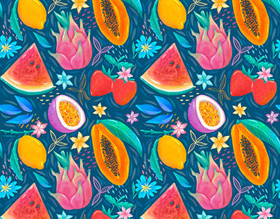 Tropical fruit seamless pattern