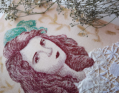 Hand Embroidery Portrait of Olive Thomas