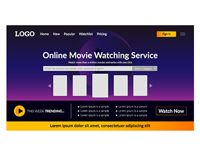 Film streaming service landing page design