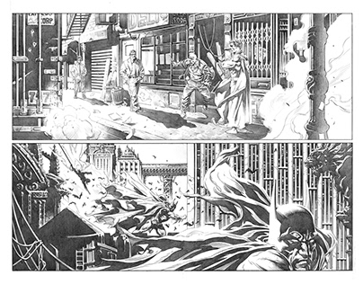 Sample of inking work on batman pages (Pg 2 and Pg3 )