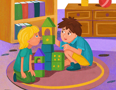 Children Book Illustration "The first day at school"