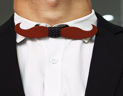 Premium Wooden Moustache Bow Tie