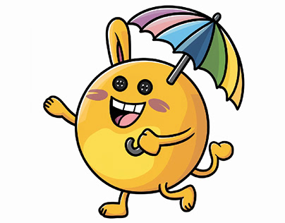 Cartoon of the cute egg yolk holding an umbrella